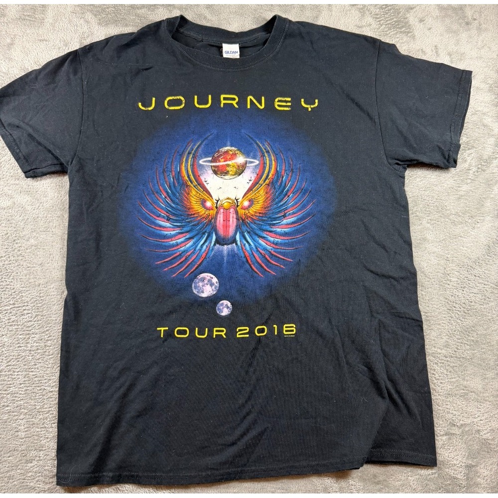 Journey Tour 2016 Concert T-Shirt Phoenix Scarab Graphic Black Size L